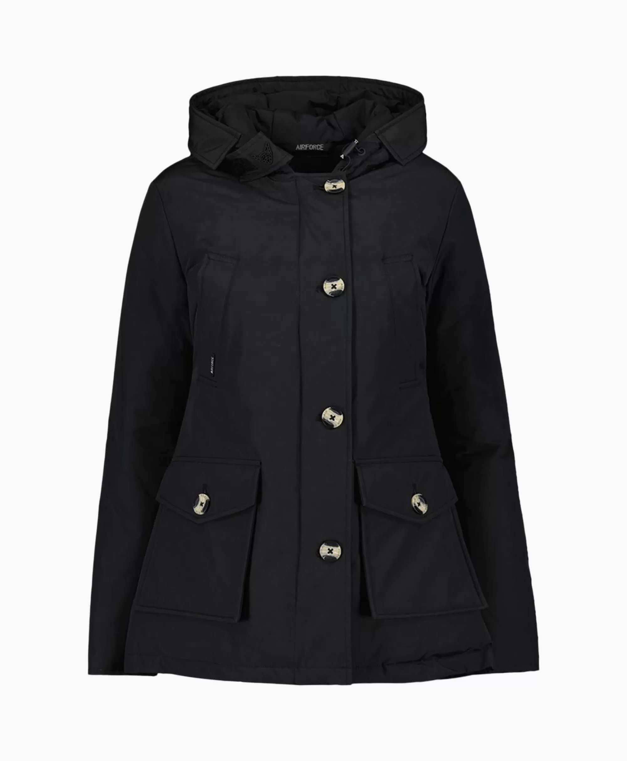 Jassen Airforce - Giubbotto Imbottito con 4 Tasche, Parka Funzionale Nero - Design Moderno e Pratico