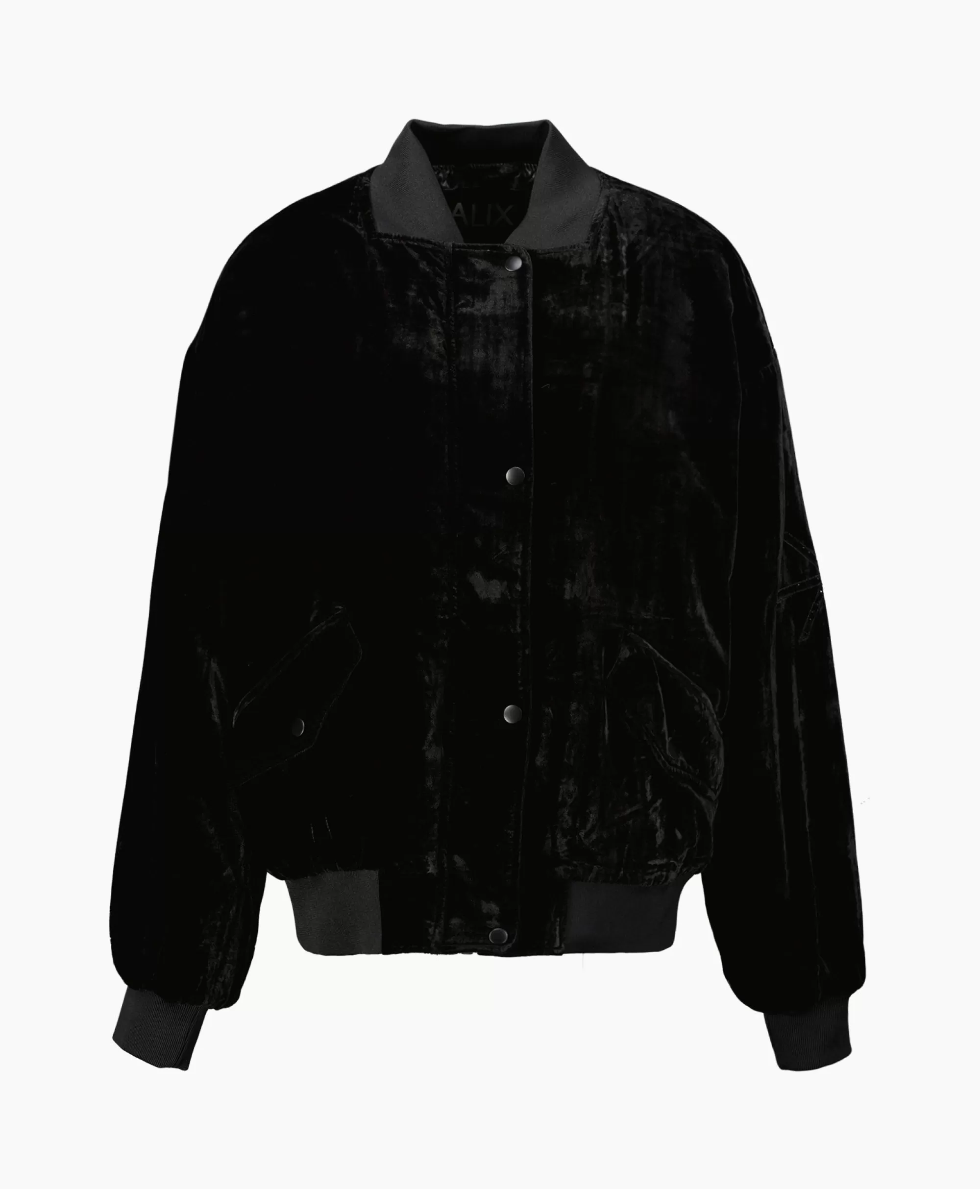 Alix The Label by Jassen - Giacca Bomber Oversize in Velluto per Donna, Tessuto Morbido Nero Notte