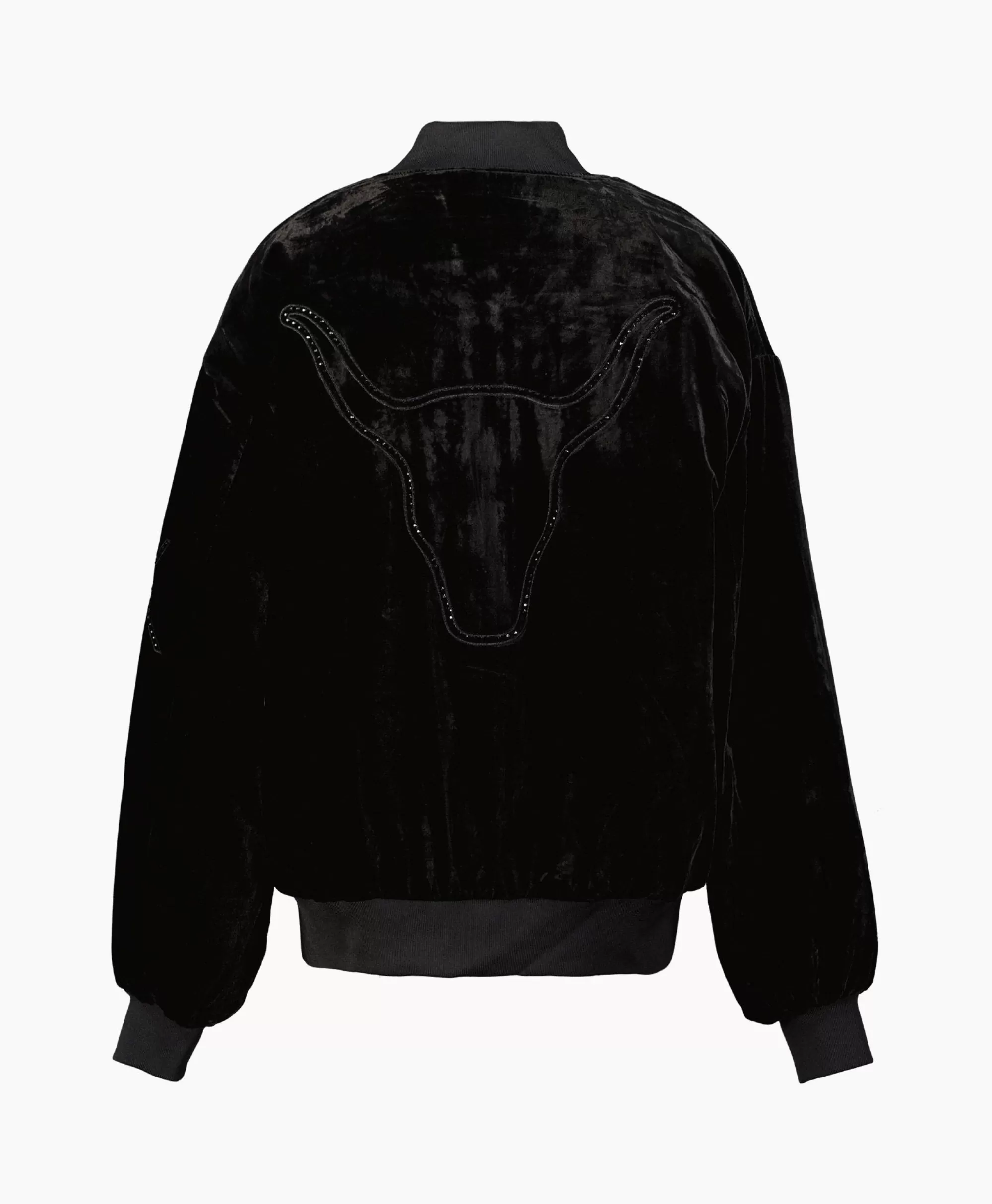 Alix The Label by Jassen - Giacca Bomber Oversize in Velluto per Donna, Tessuto Morbido Nero Notte
