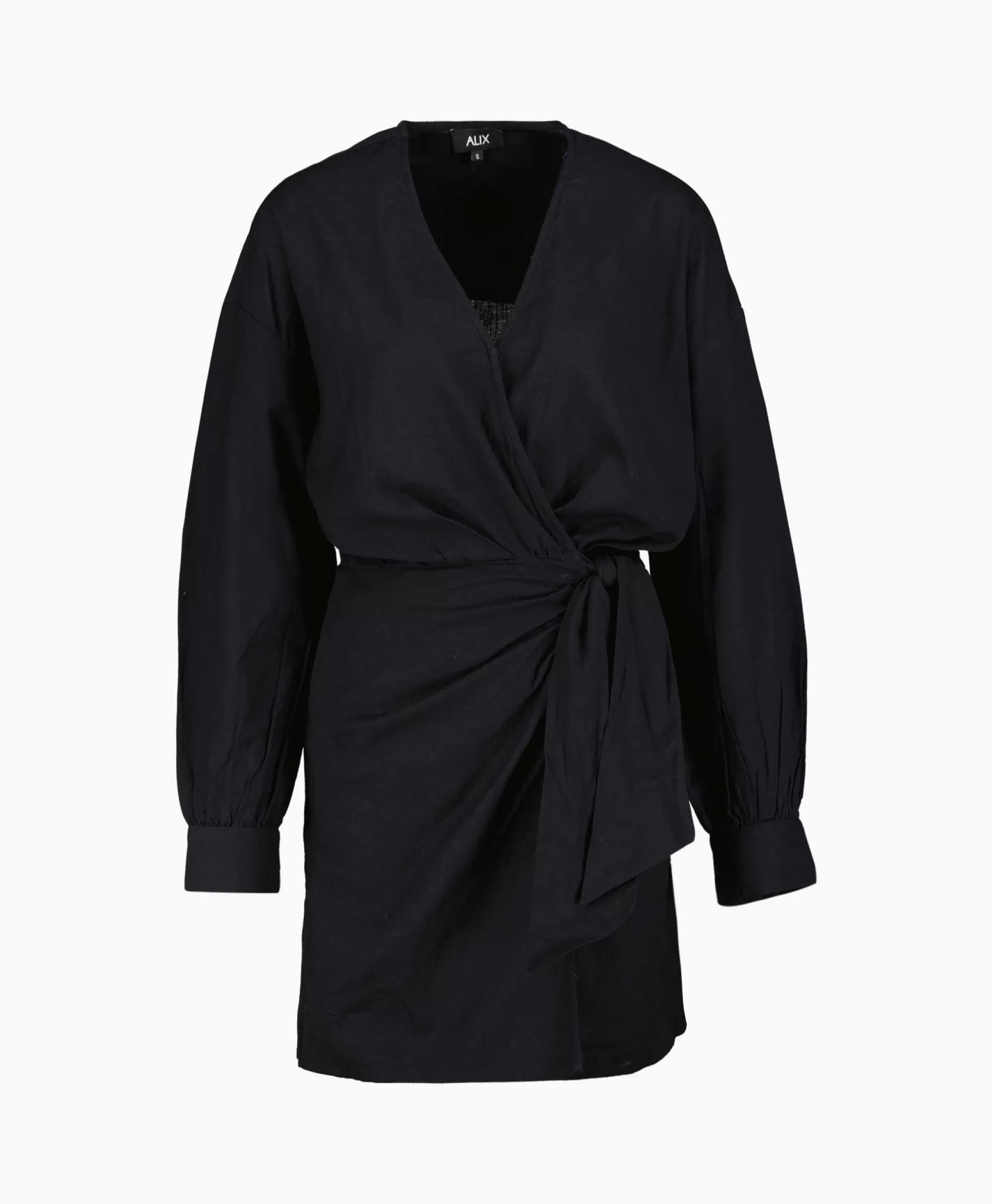 Alix The Label - Abito Cerimonia Donna in Tessuto Effetto Lino, Avvolgente ed Elegante - Nero