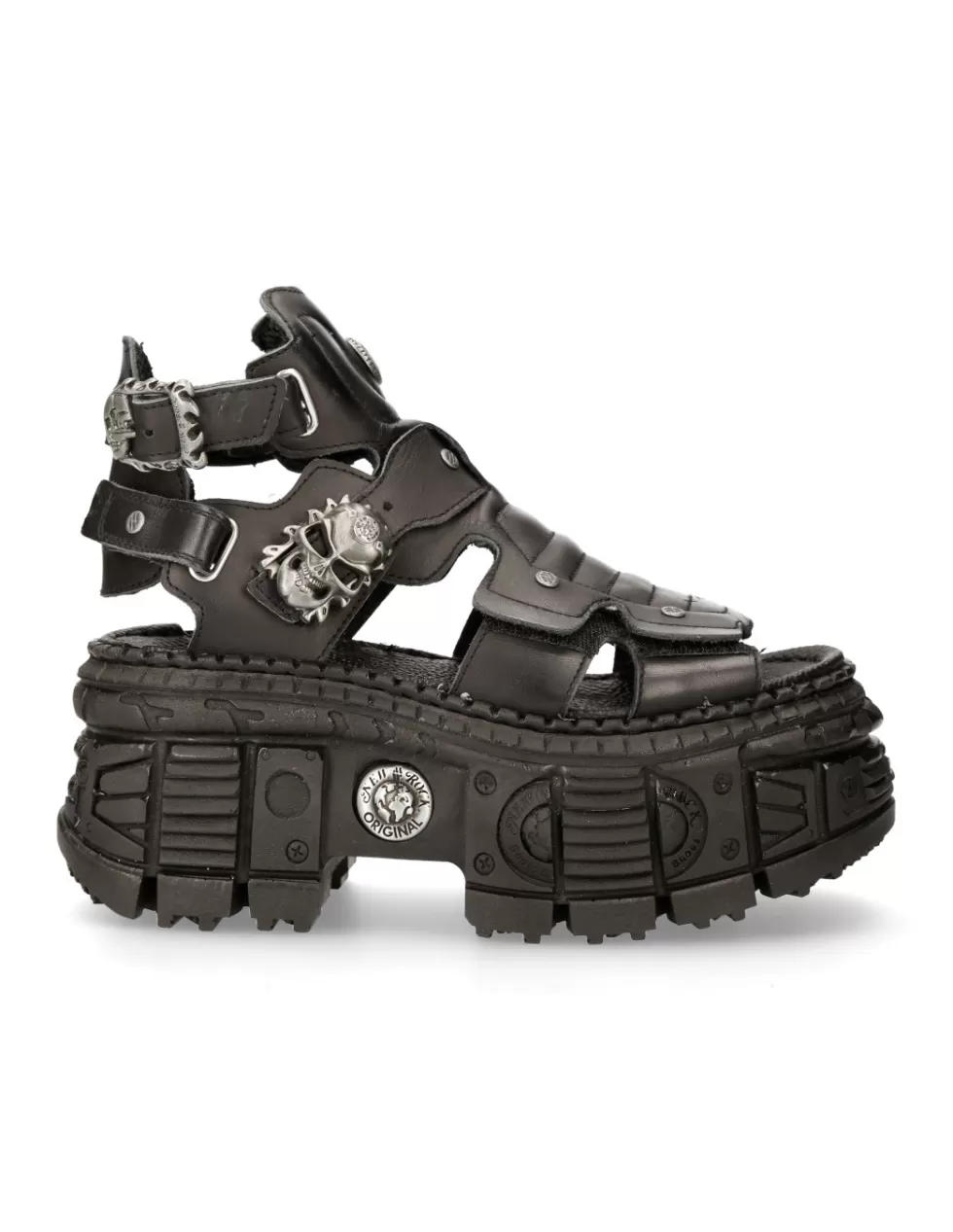 Stivaletti New Rock Tank in Pelle Nero - Modello Alla Caviglia con Suola Ammortizzata (Cod. M-BIOS131-C2)