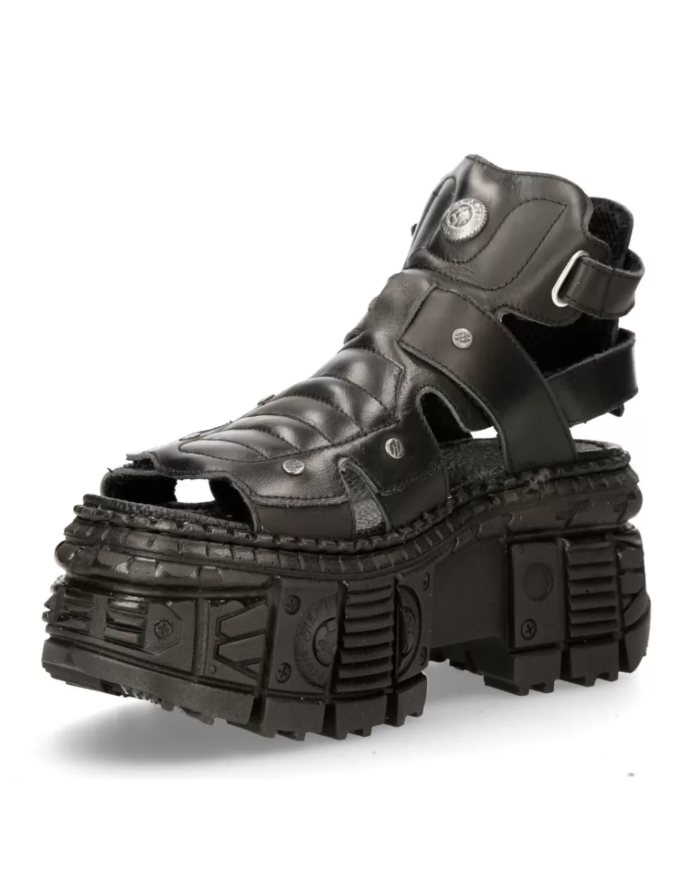 Stivaletti New Rock Tank in Pelle Nero - Modello Alla Caviglia con Suola Ammortizzata (Cod. M-BIOS131-C2)