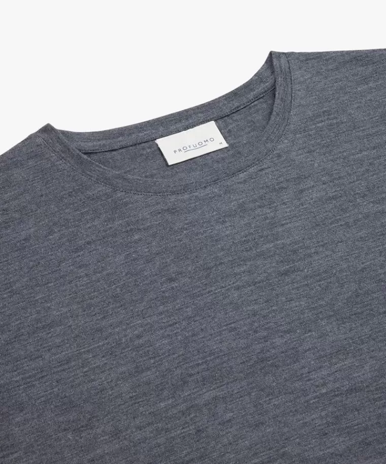 Profuomo Uomo - Maglietta Elegante in Pura Lana Merino Antracite | Comfort Premium - Tessuto Morbido e Traspirante | Collezione Essentials