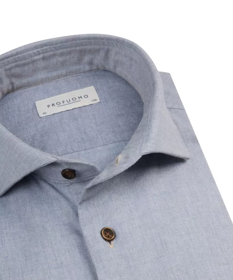 Pro Uomo Camicia di Flanella Blu Classico - Tessuto Premium per Stile Casual Elegante 2023