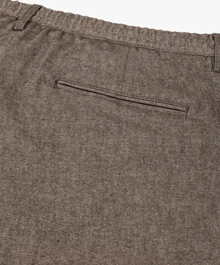 Pantaloni Sportivi Slim Fit in Flanella di Cotone Marrone Scuro - Profuomo in Promozione