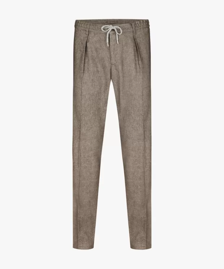 Pantaloni Sportivi Slim Fit in Flanella di Cotone Marrone Scuro - Profuomo in Promozione