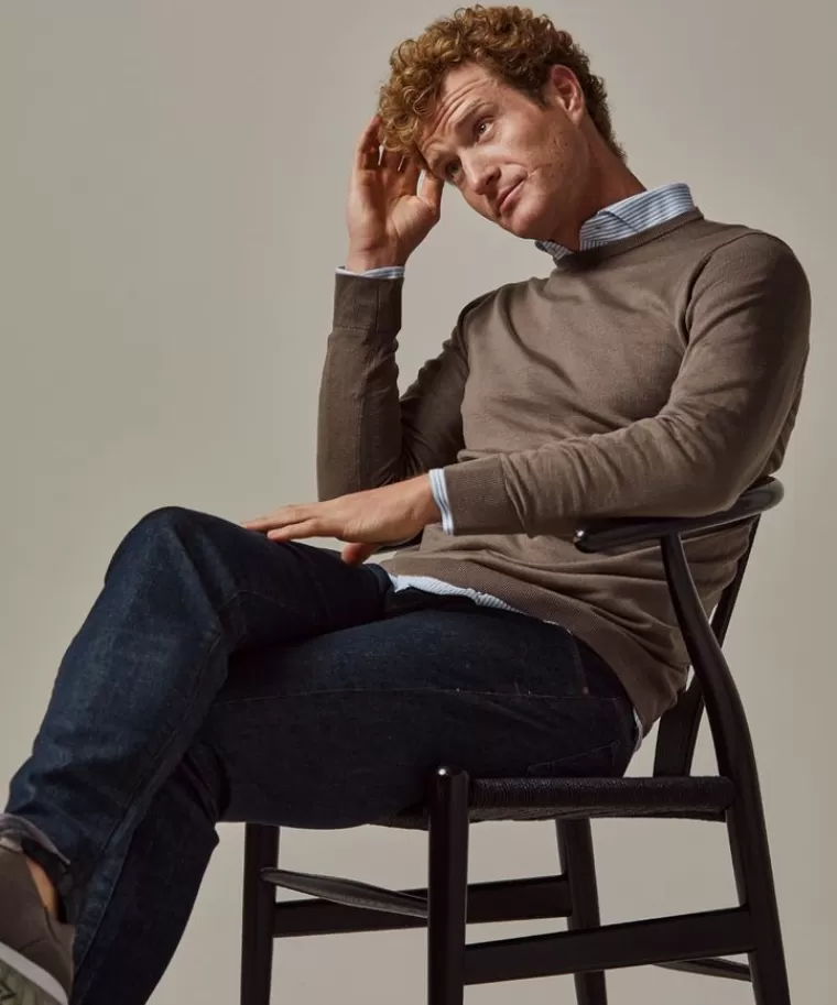 Uomo Maglione in Lana Merino Extra Fine - Girocollo Morbido Collezione Bruin Premium