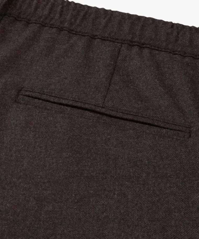 Pantalone Slim Fit Uomo in Flanella di Lana e Sportcord - Tonalità Marrone Scuro, Confortevole ed Elegante per Look Casual