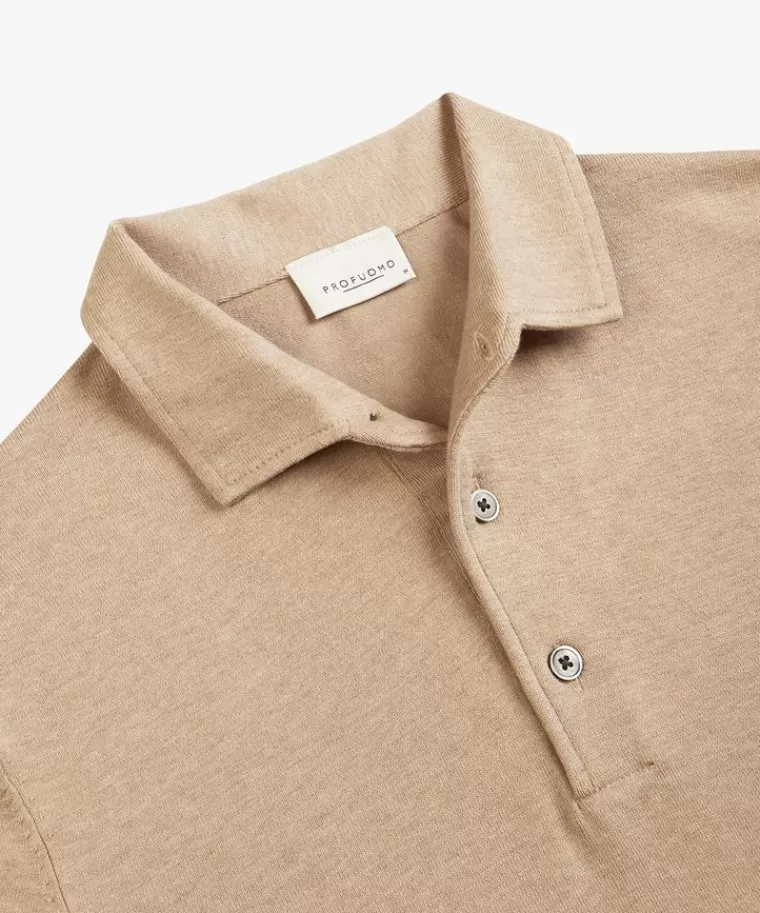 Profuomo Polo Uomo Monopetto in Tessuto Pregiato - Eleganza Senza Tempo Colore Cammello | Consegna Rapida e Acquisto Online Sicuro