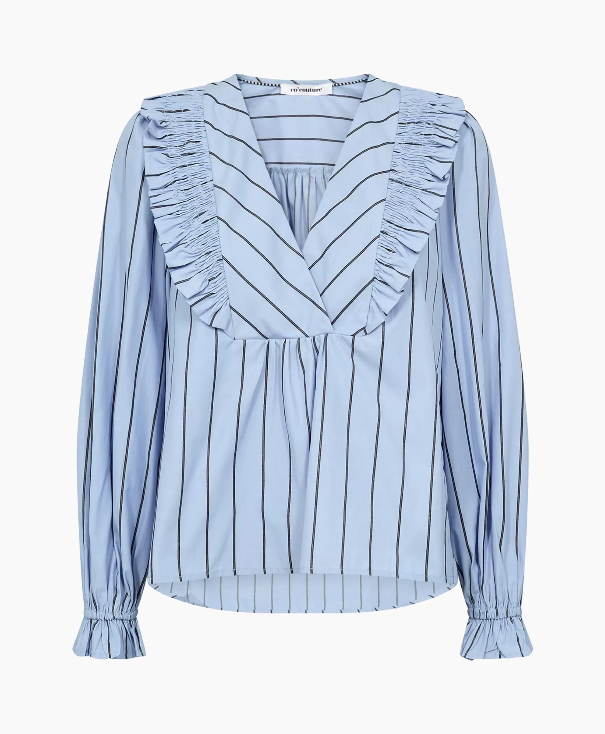 Camicetta Femminile Co'Couture Ivana con Pieghe e Balze Romantiche - Blu