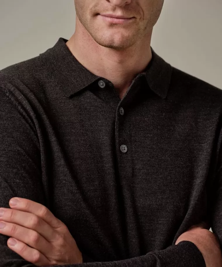 Maglia Polo Uomo in Lana Merino - Marrone Cioccolato - Tessuto Superfine Confezionato a Mano - Disponibile per Ordini Online 

(：