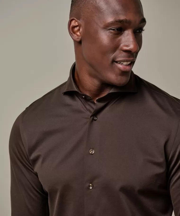 Profuomo: Camicia in maglia giapponese con doppia tintura artigianale - Tonalità terrosa intensa, edizione limitata in svendita