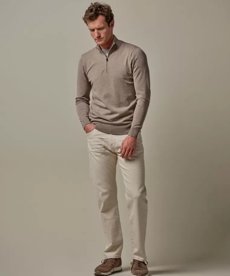 Jeans Uomo Profuomo in Denim Morbido - Taglio Rilassato Color Sabbia, Ultimi Pezzi Scontati per Stagione