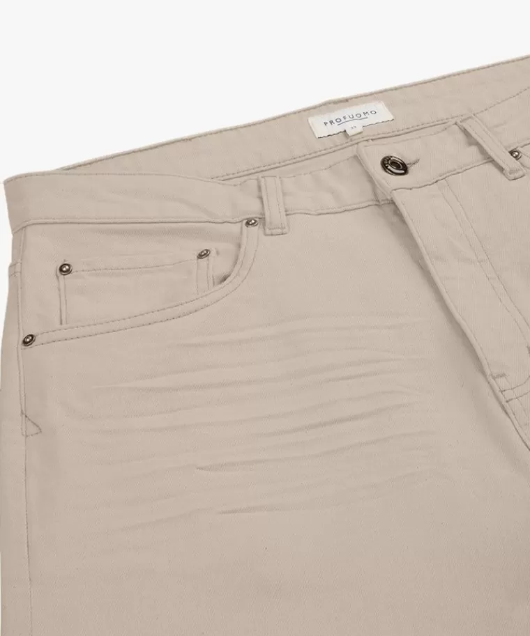 Jeans Uomo Profuomo in Denim Morbido - Taglio Rilassato Color Sabbia, Ultimi Pezzi Scontati per Stagione
