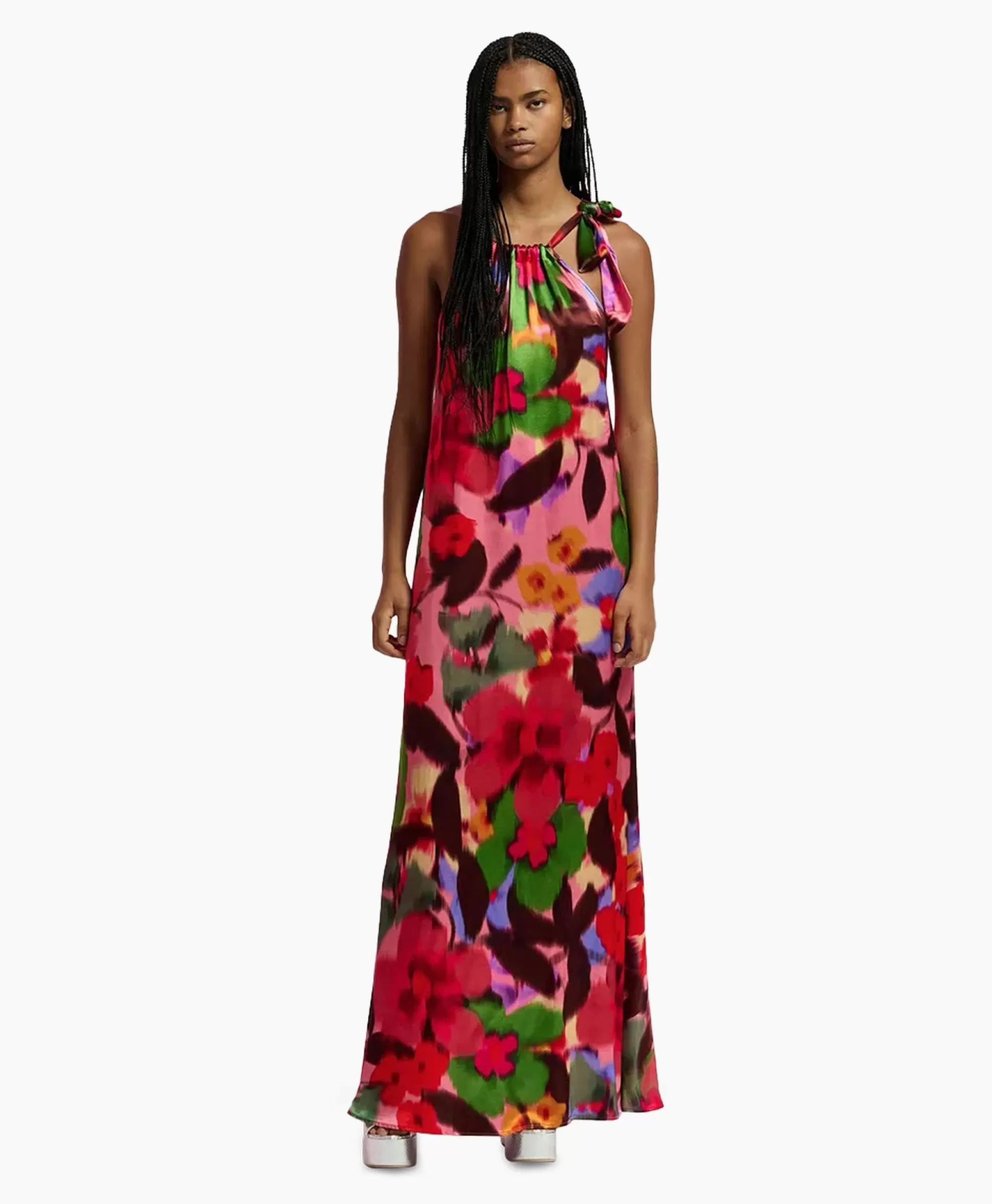 Essentiel Antwerp - Abito da Cerimonia Nuziale Elegante in Tonalità Rosa Sognatrice, Vestito Lungo con Design Fanboy per Amanti della Moda