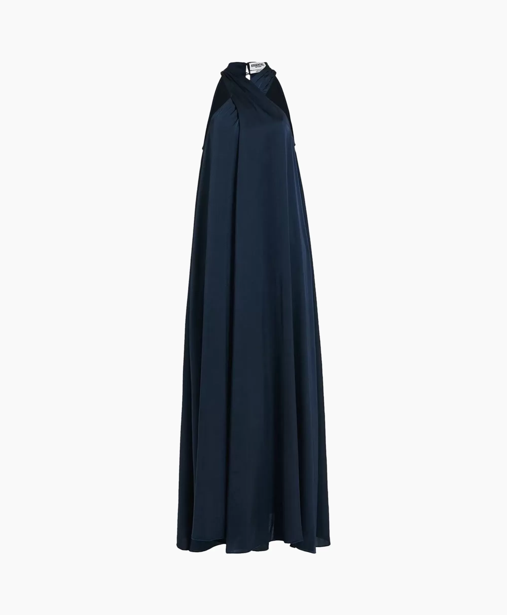 Essentiel Antwerp - Abito da Sposa Elegante in Seta Blu Cielo con Scollo a Cuore e Drappeggi Stilizzati, Modello Finch