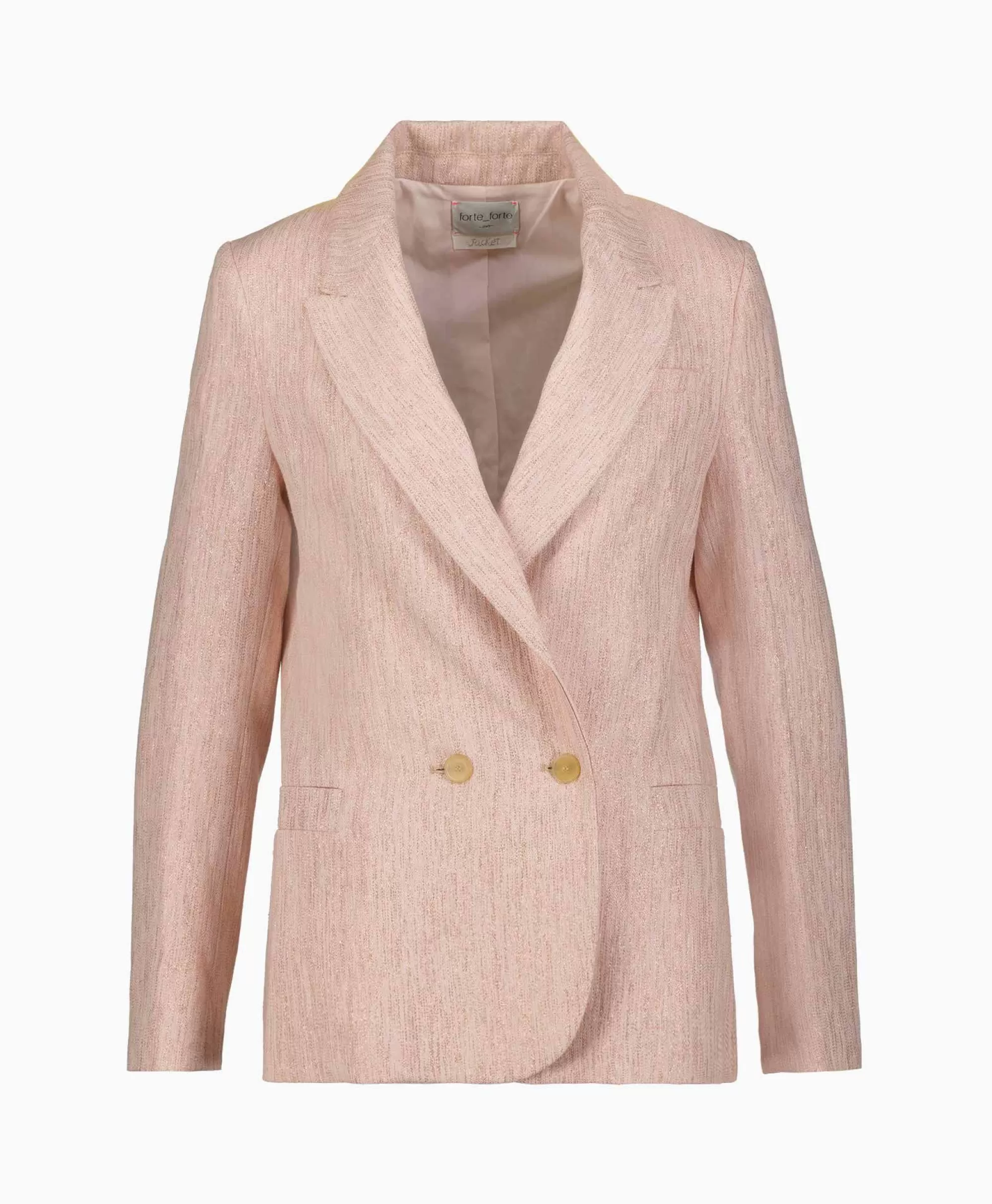 Blazer Elegante Forte Forte in Lino Mistura Lurex - Tessuto Spigato Micro con Taglio Box e Tonalità Rosa Antico