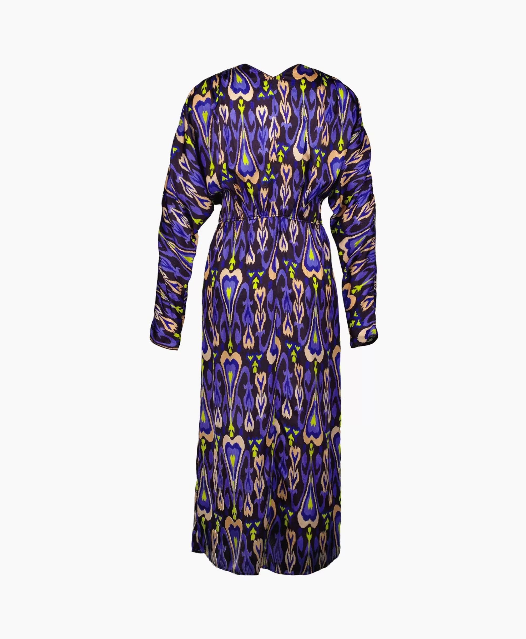 FORTE_FORTE Abito Midi in Satin con Stampa Aurora - Viola Boreale Elegante