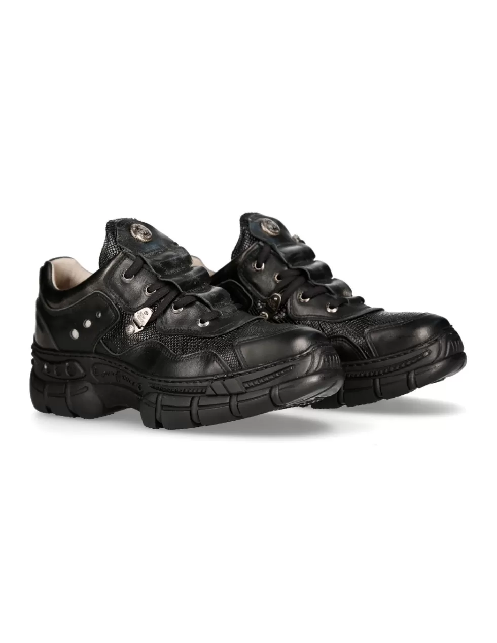 Scarpe Sportive New Rock FURIOUS - Design Futurista con Rivestimento M-CRASH001-C25, Tomaia in Pelle Strutturata per Massima Resistenza, Suola Ammortizzata con Tecnologia Antishock, Disponibile in Versione C25 Nero Opaco