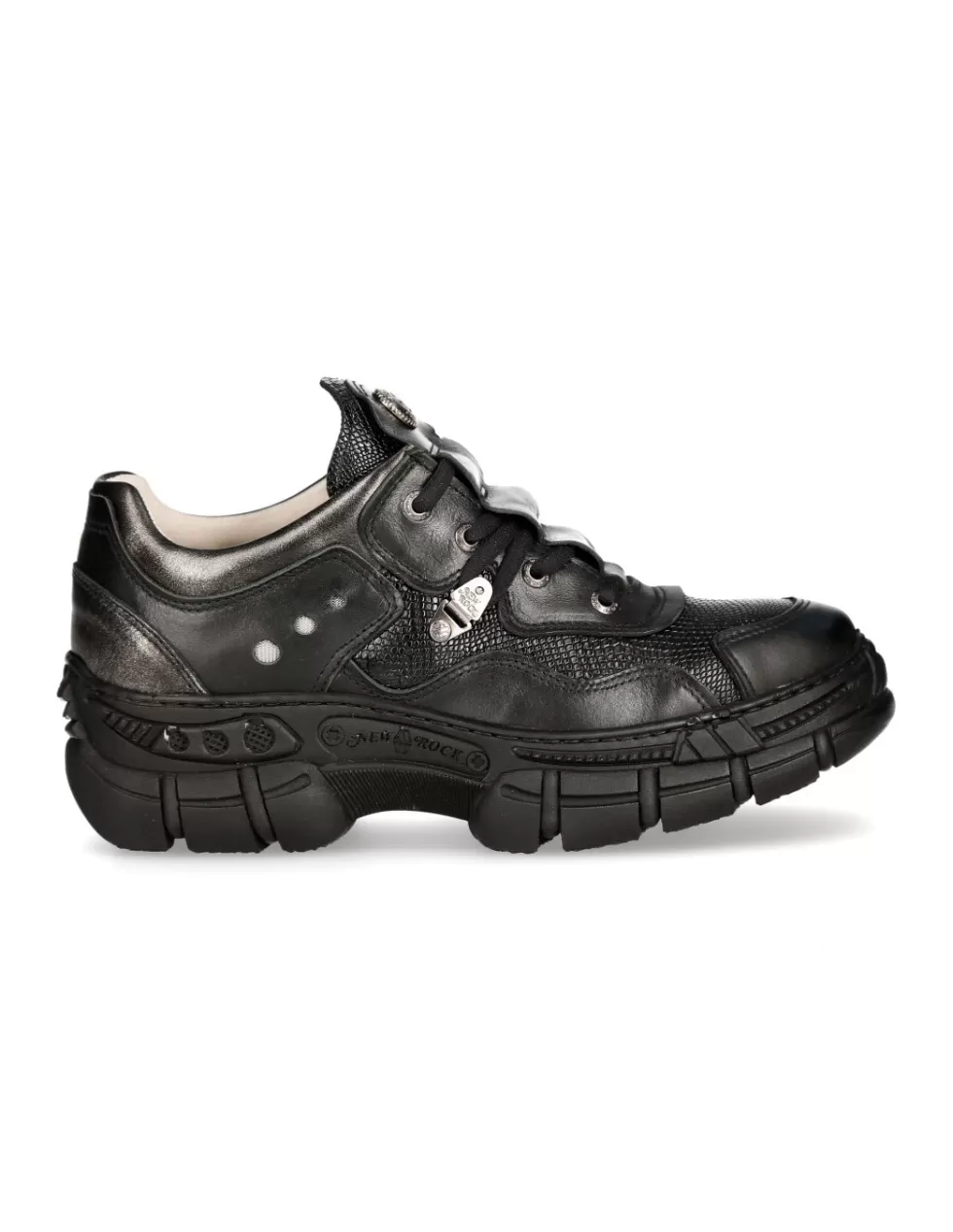 Scarpe Sportive New Rock FURIOUS - Design Futurista con Rivestimento M-CRASH001-C25, Tomaia in Pelle Strutturata per Massima Resistenza, Suola Ammortizzata con Tecnologia Antishock, Disponibile in Versione C25 Nero Opaco