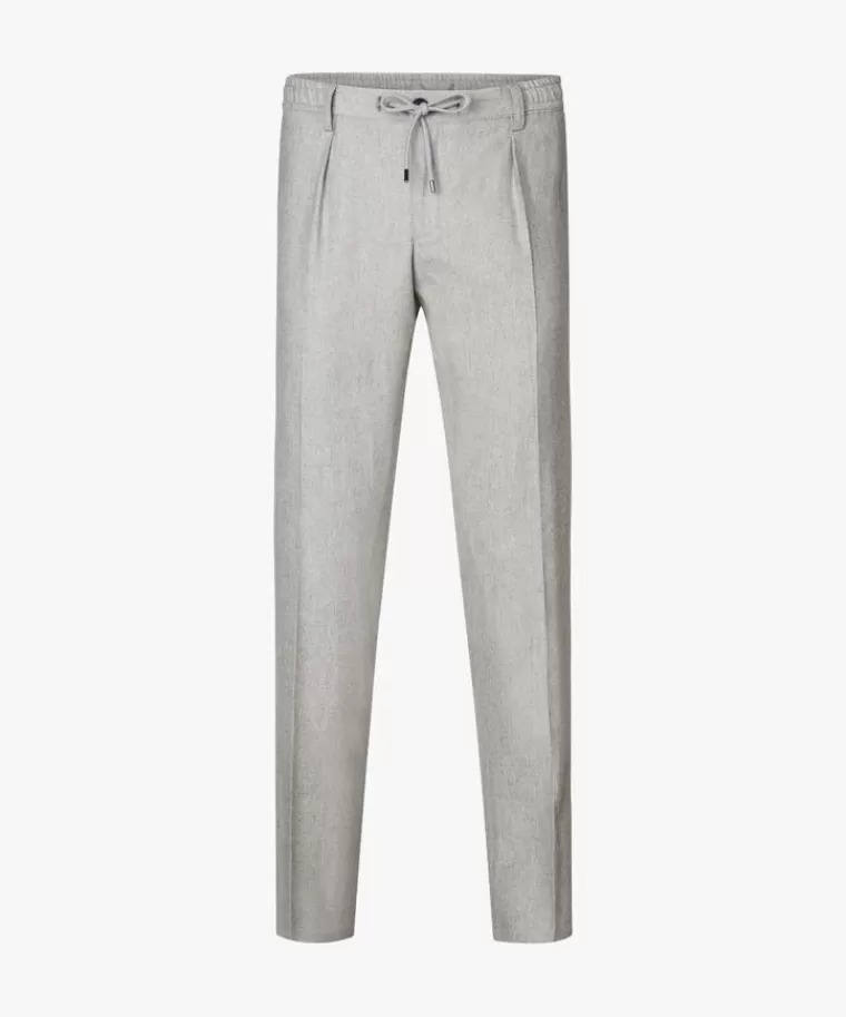 Profuomo Pantaloni Slim Fit in Flanella di Lana Sportiva - Grigio Chiaro, Ultimo Arrivo