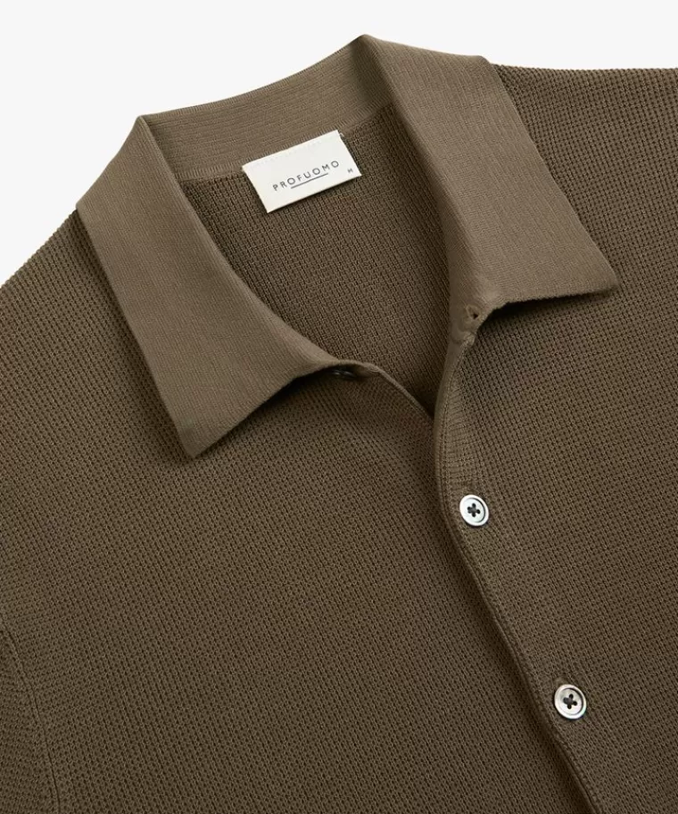 Maglia Polo Profuomo Uomo - Verde Scuro Elegante, Tessuto Pregiato Collezione Essential 

(：，