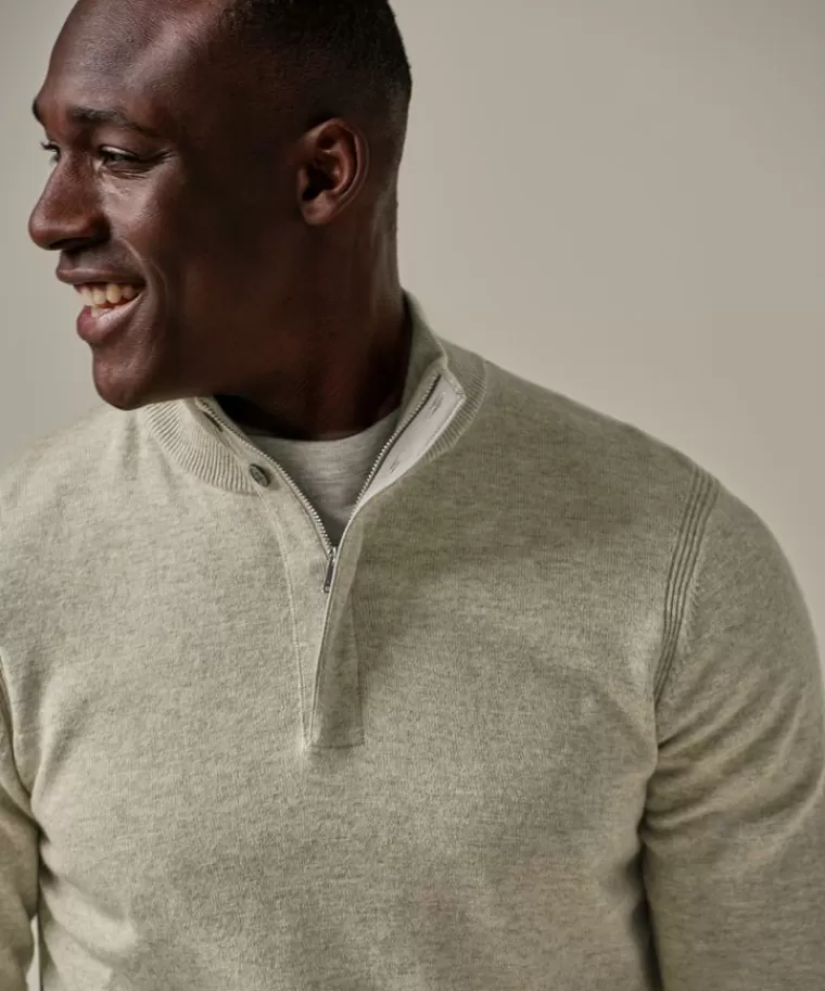 Maglione in misto lana Profuomo - Girocollo a mezza cerniera verde foglia con offerta limitata
