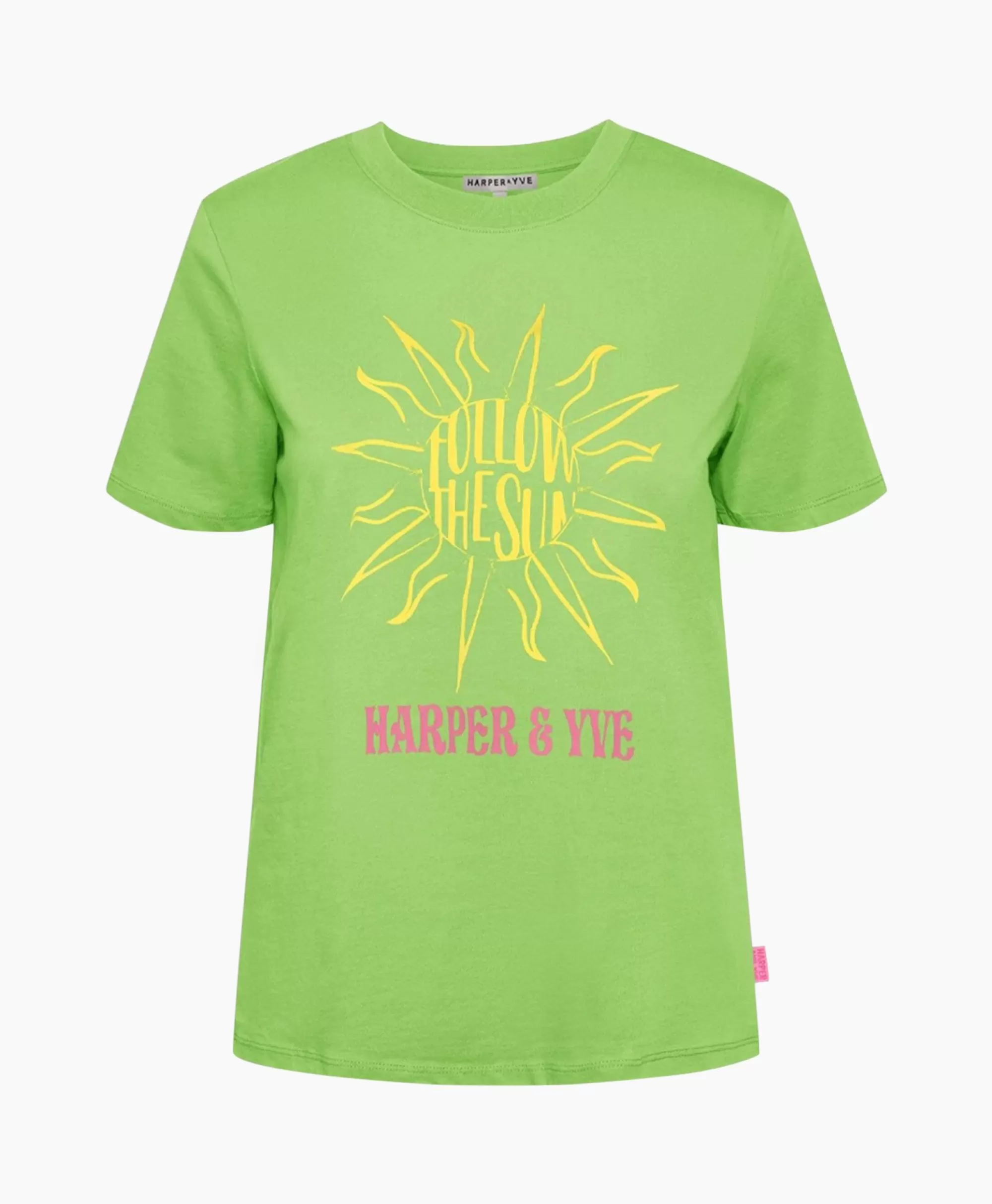 Harper & Yve Maglietta Estiva Manica Corta Design Follow The Sun - Verde Smeraldo, Stile Casual Comoda