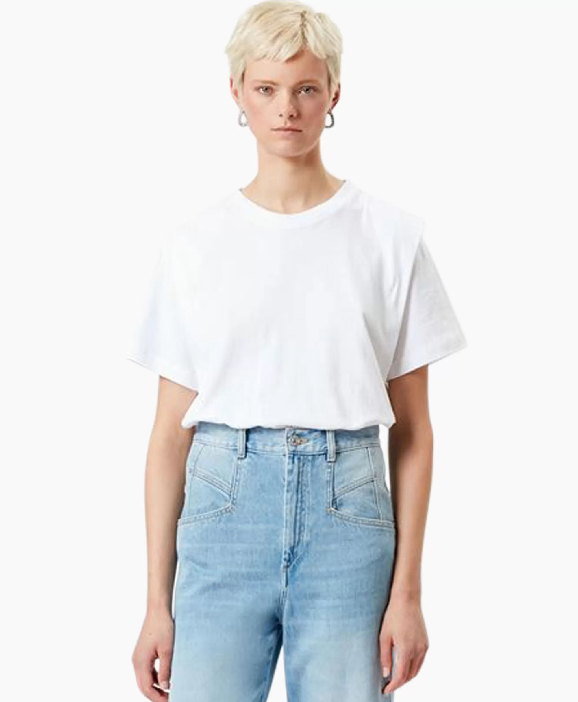 Maglietta Isabel Marant Zelitos-Ga in Bianco - Maniche Corte Casual con Design Minimalista