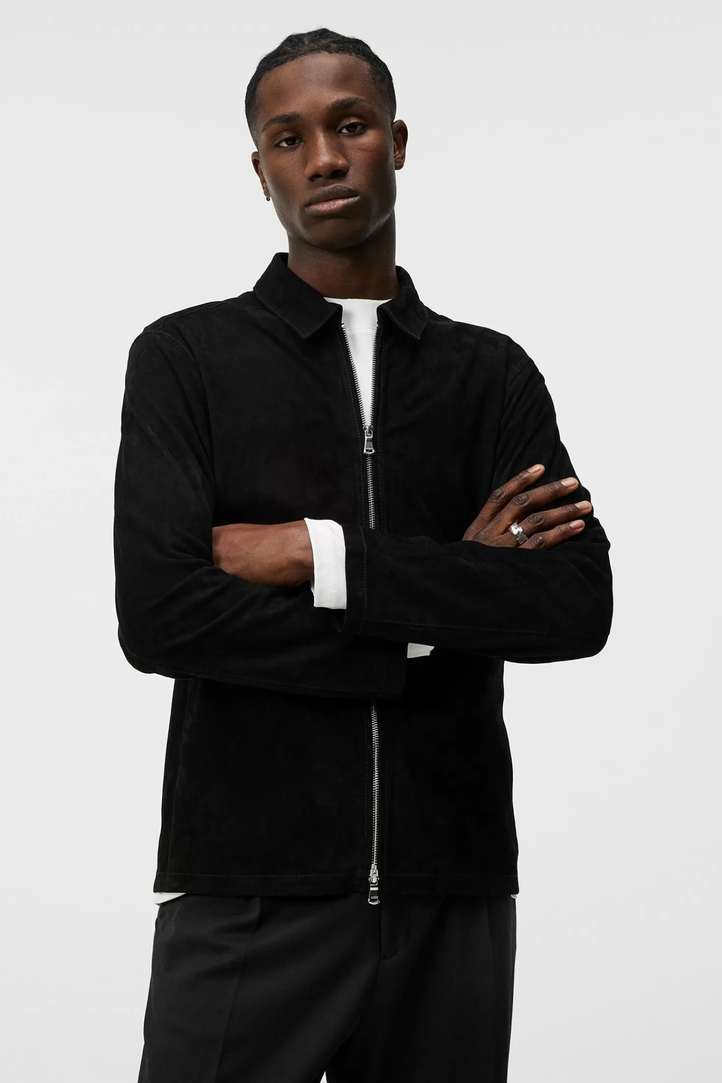 J.Lindeberg Giacca Casual in Pelle Scamosciata Jonah - Overshirt Stile Moderno