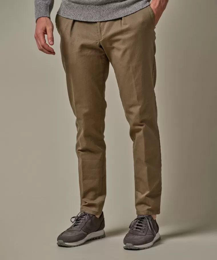 Profuomo Pantaloni Chino Uomo Taglio Rilassato - Verde Militare in Offerta Speciale