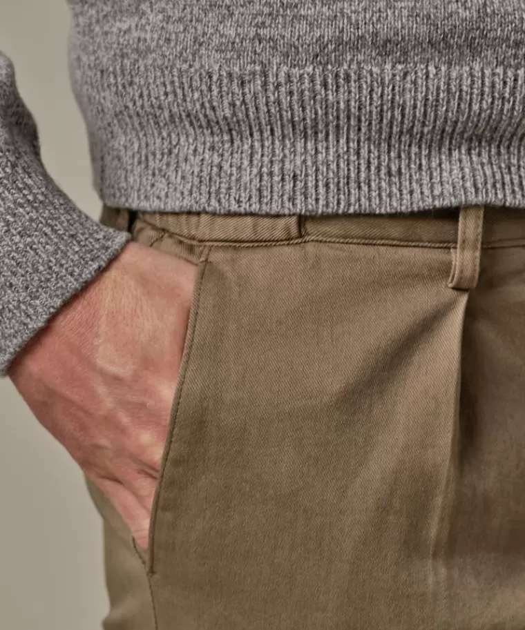 Profuomo Pantaloni Chino Uomo Taglio Rilassato - Verde Militare in Offerta Speciale