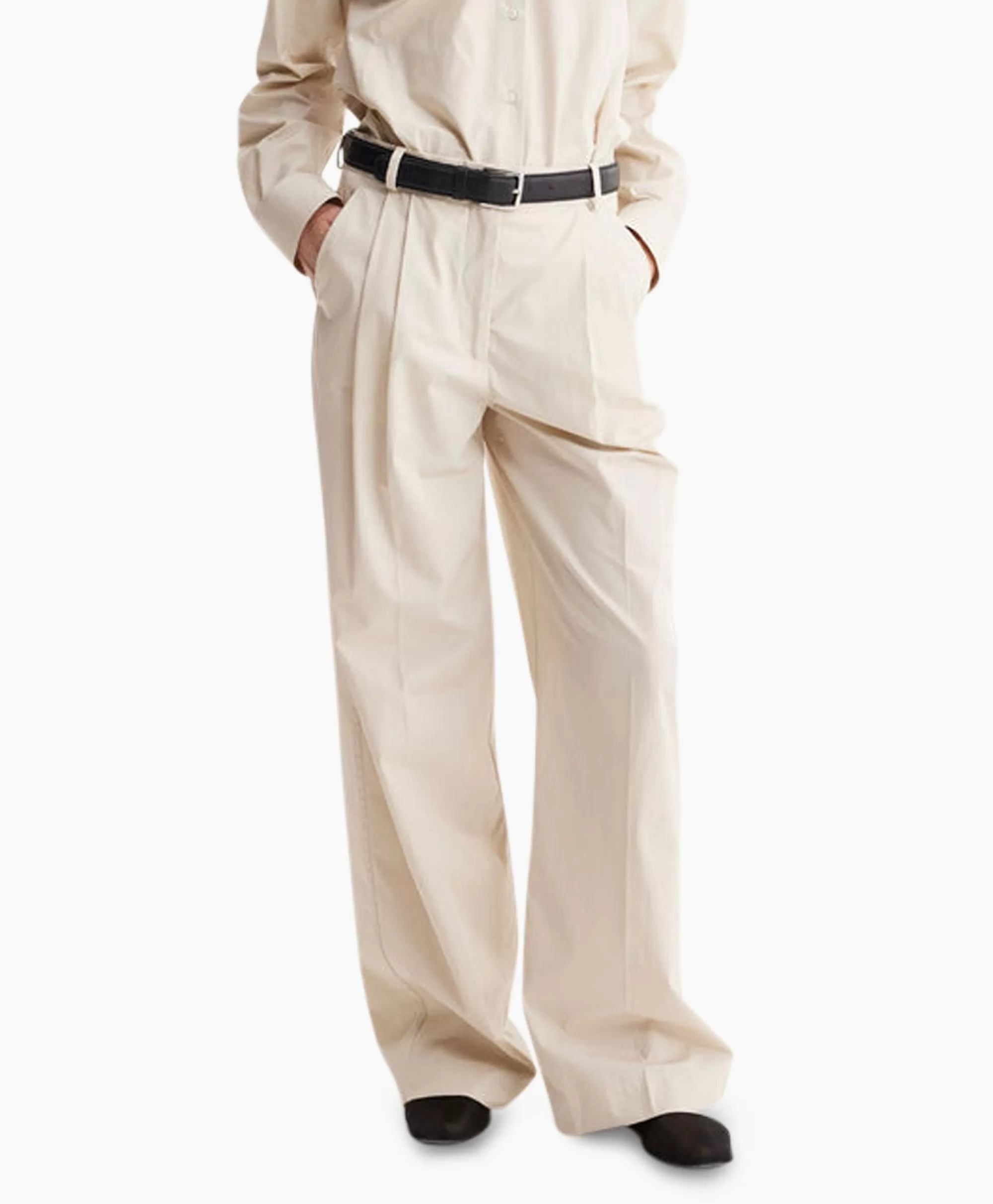 Pantaloni Eleganti Les Coyotes de Paris - Chino a Gamba Larga con Piega, Tessuto Sabbia Confezione Premium