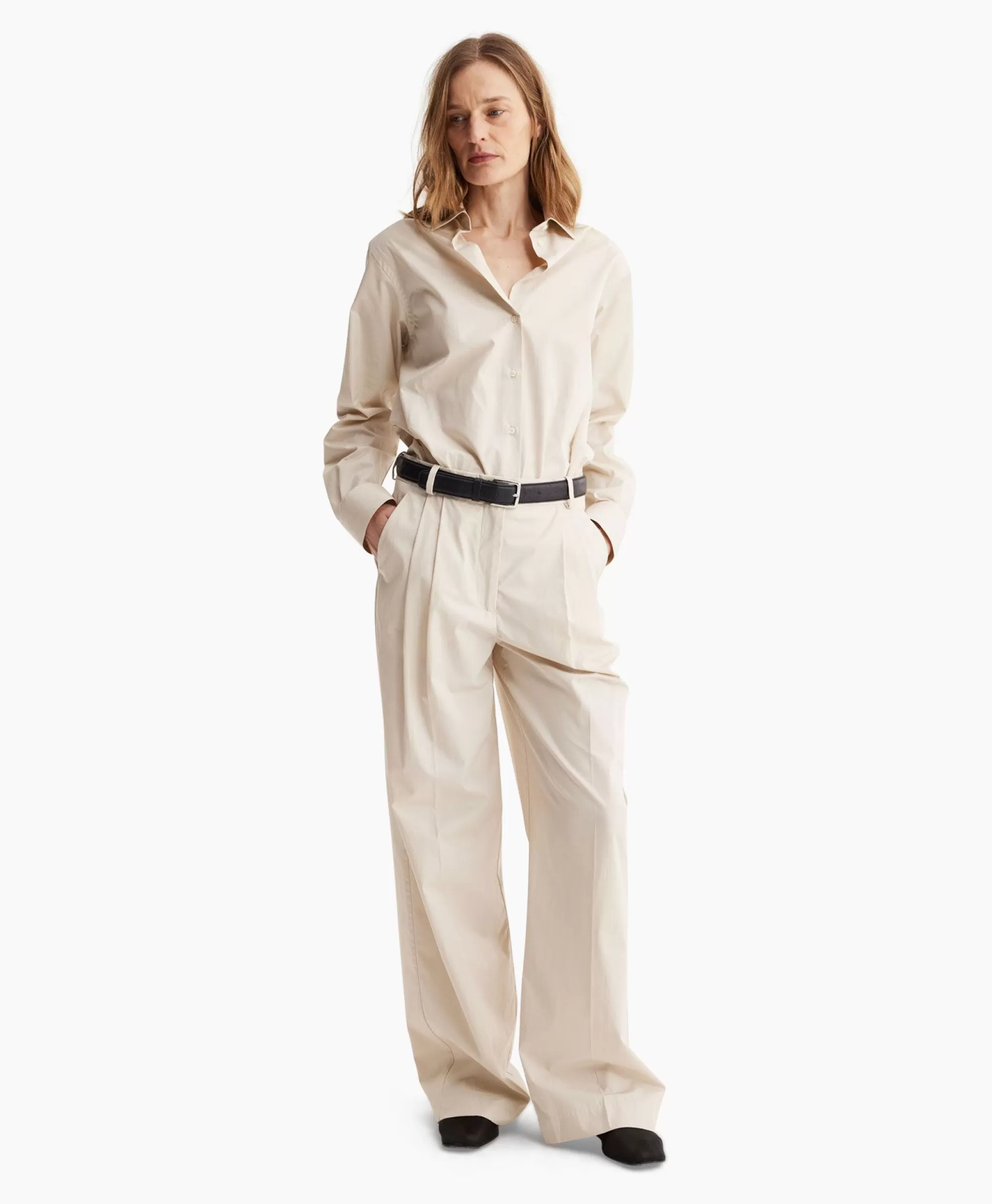 Pantaloni Eleganti Les Coyotes de Paris - Chino a Gamba Larga con Piega, Tessuto Sabbia Confezione Premium