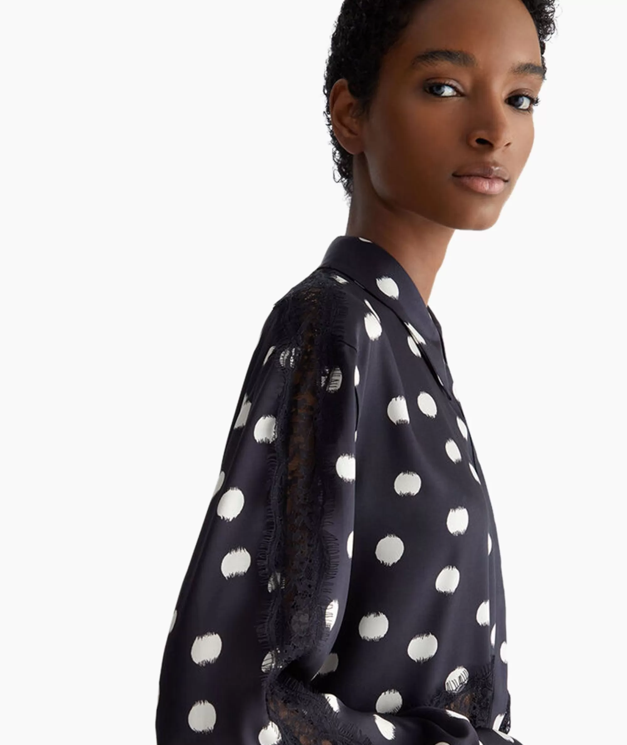 Liu Jo - Camicia Elegante Escamicia con Dettagli in Pizzo Nero - Stile Femminile