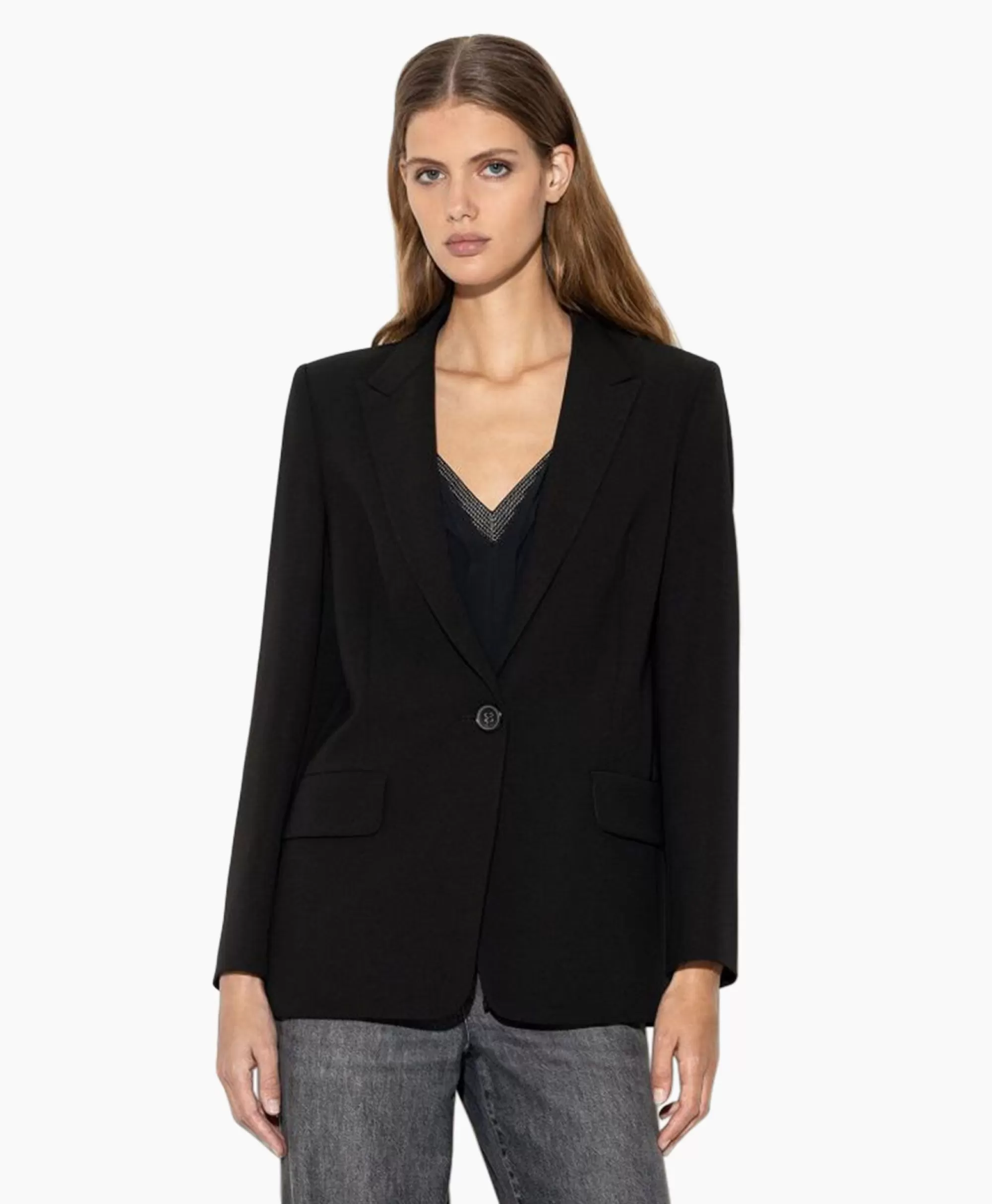Luisa Cerano Giacca Stile Moderno con Motivo Geometrico - Nero Assoluto, Cod. 498010-3417