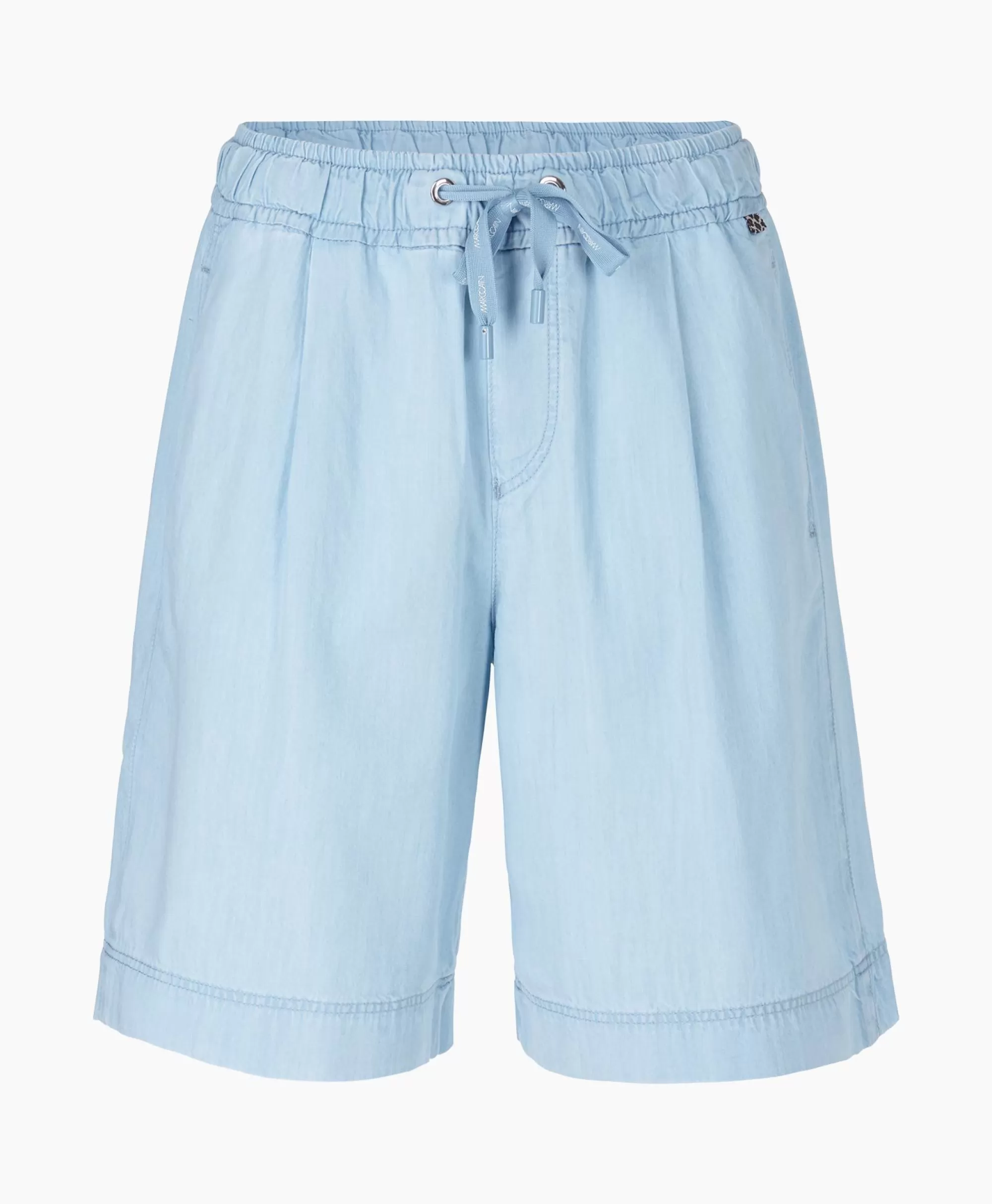 Pantalone Corto Marc Cain Estate 2024 - Mod. WP8303-D63 in Tinta Chiaro Blu, Taglia Comoda con Design Stilizzato