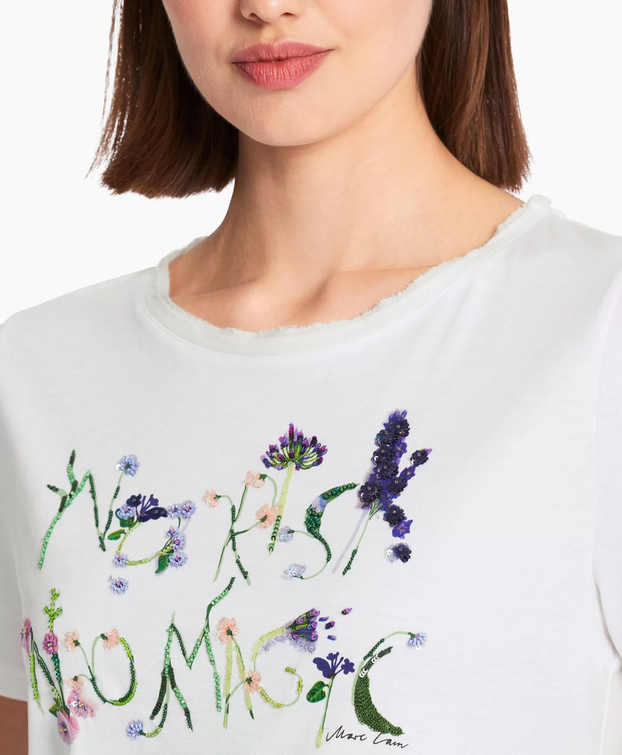 Maglietta Casual Marccain in Puro Cotone Bianco - Modello WC48.32-J39 - Collezione Primavera/Estivo - Taglia Unisex Comfort Evoluto