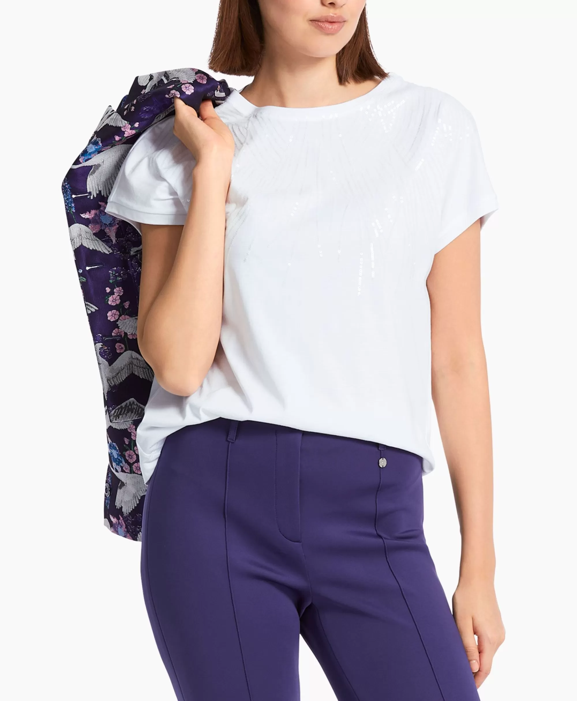 Maglietta Casual Marccain Collezione J36 - Modello Classico WC48/46 in Cotone Bianco Puro