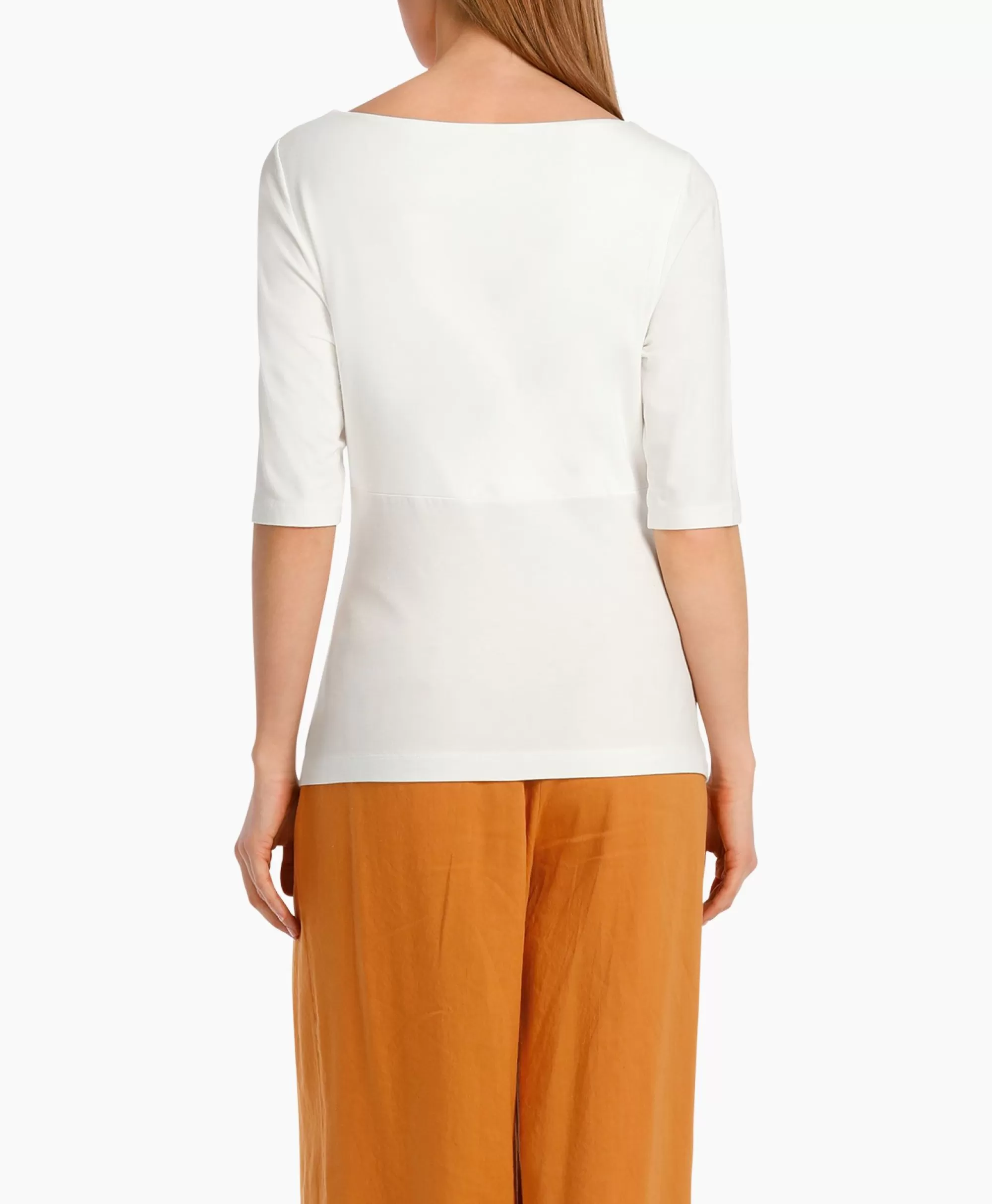Marccain - Maglietta Collezione Autunno in Bianco Rotto, Modello WC4857-J33, Stile Minimal con Scollo Tondo