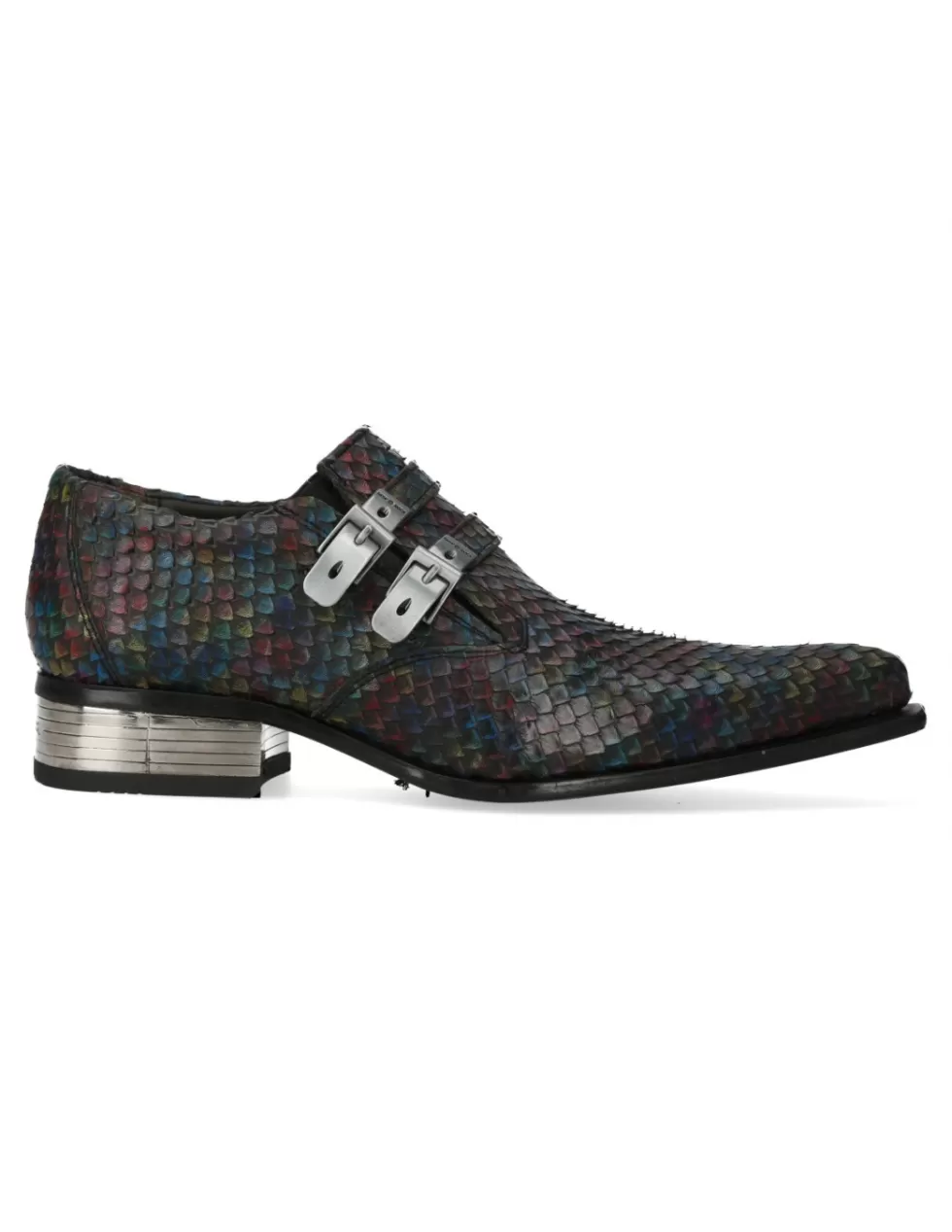 Scarpe New Rock M-2246-C143: Stivaletti Urbani con Tacco a Blocco e Rivetti Decorativi in Stile Gotico Industriale