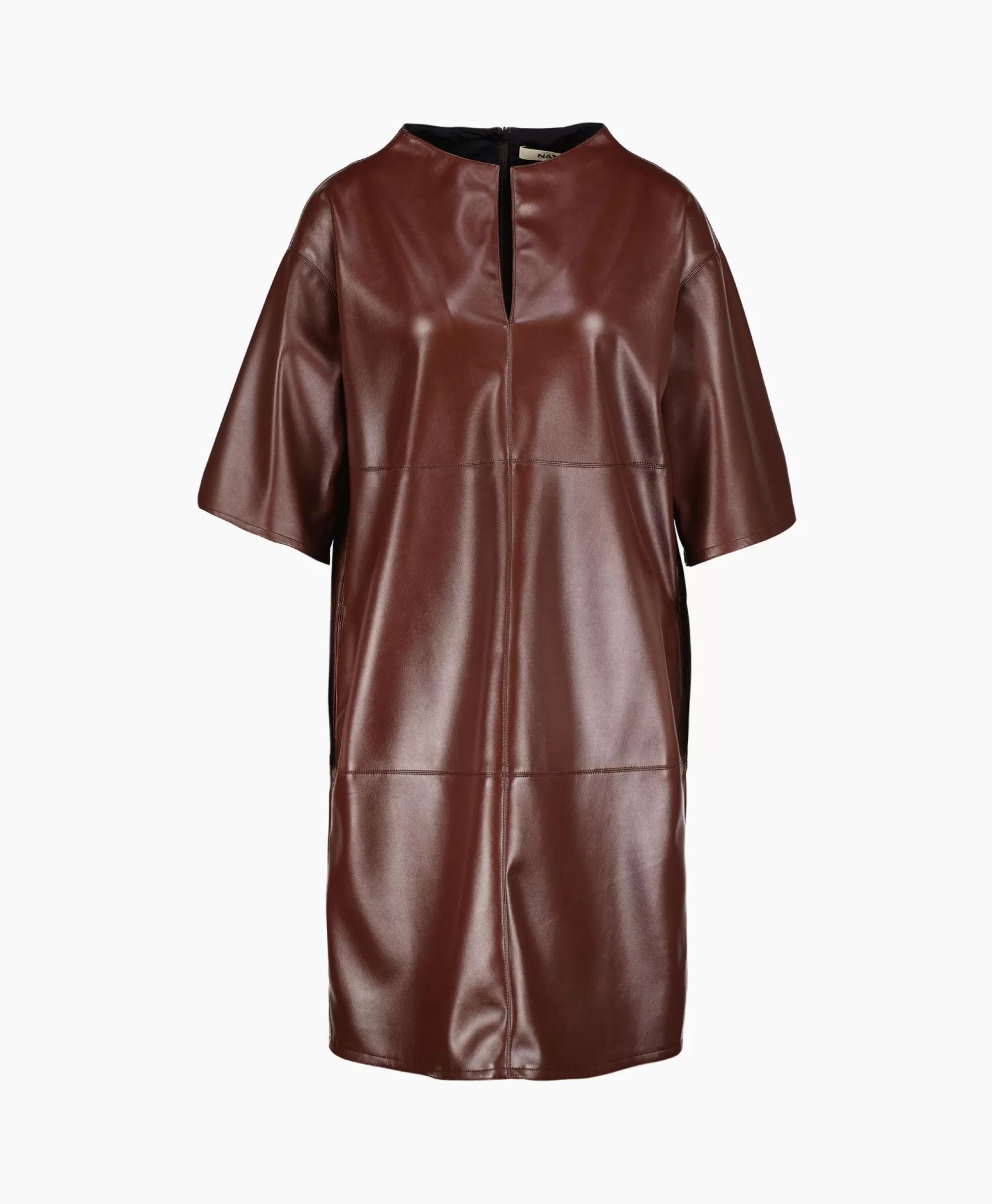 Vestito Mini Natan con Chiusura a Strappo - Mod. J8L-TX03 in Tonalità Cioccolato - Abito Corto Autunno/Inverno 2023 Comodo e Stiloso