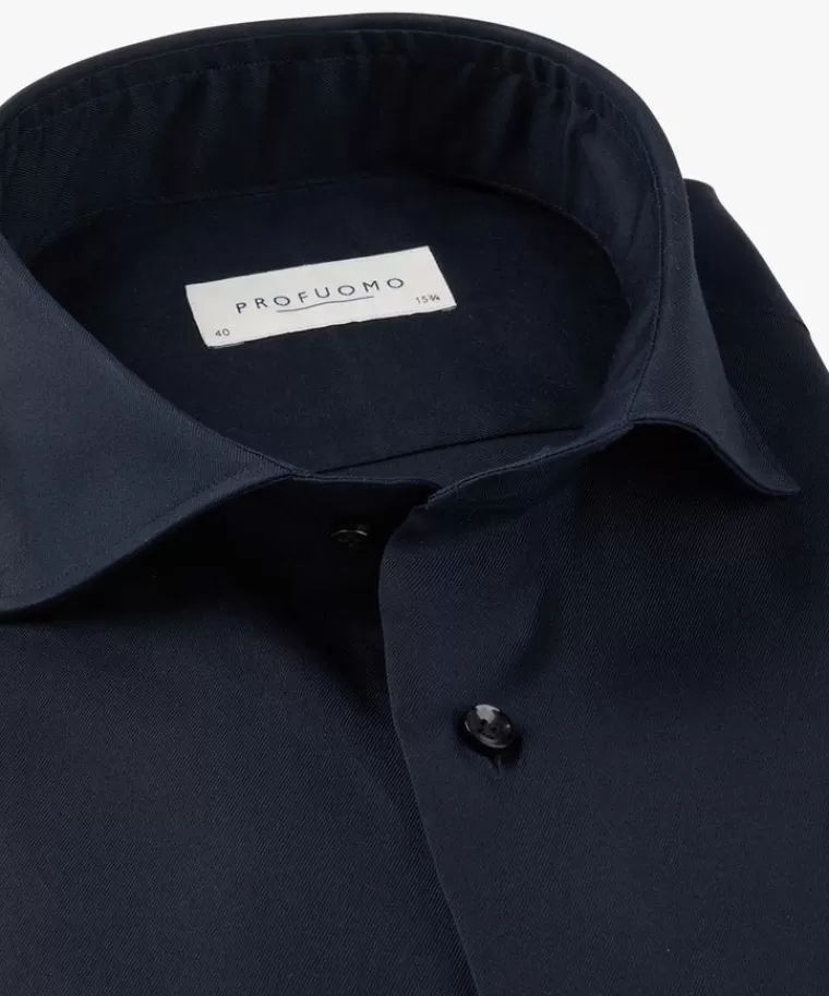 Profuomo Camicia Uomo Premium in Puro Cotone Supima - Modello Classico Blu Navy per Vendita Outlet