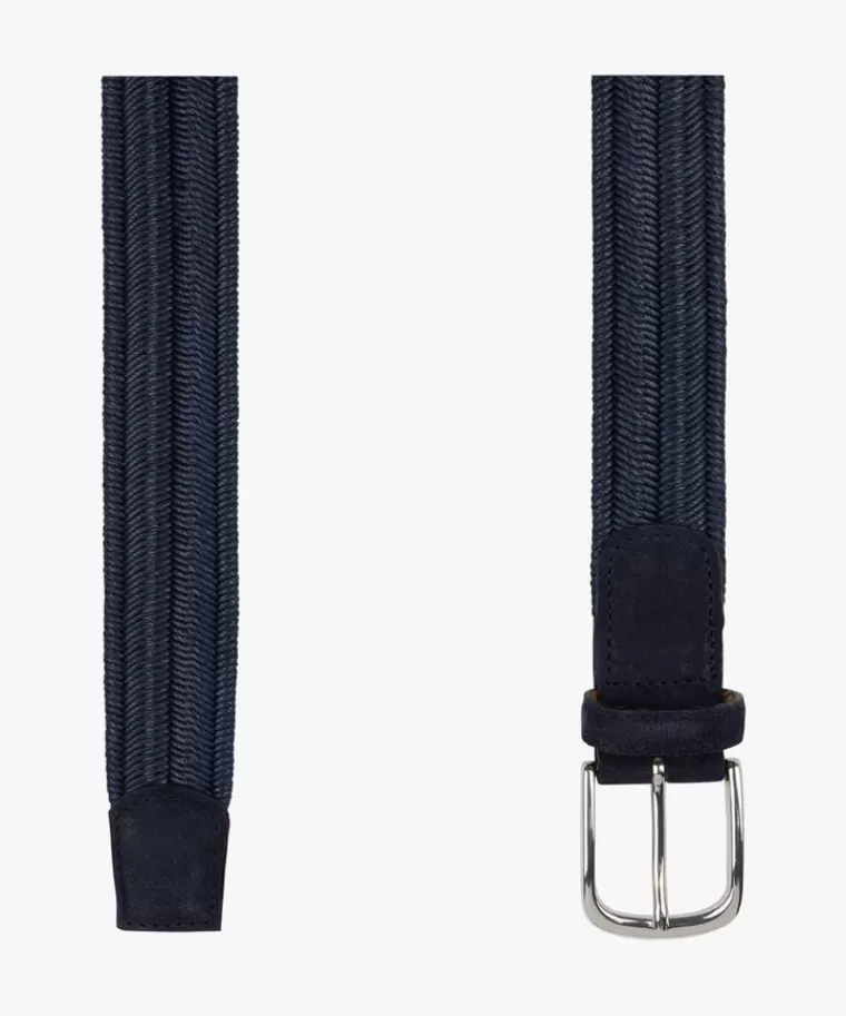 Profuomo - Cintura Uomo Elasticizzata con Finitura Cerata in Blu Navy | Linea Outlet Esclusiva