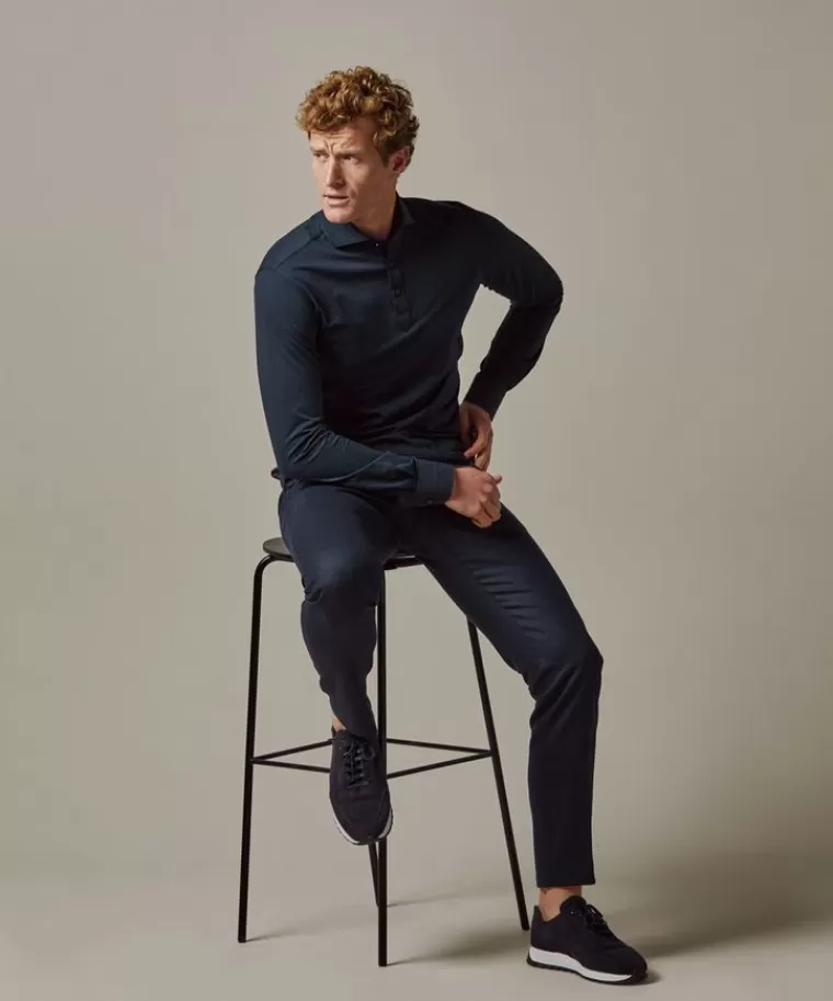 Pantaloni Sportivi Slim Fit in Flanella di Lana - Blu Navy Scontati | Profuomo Collection