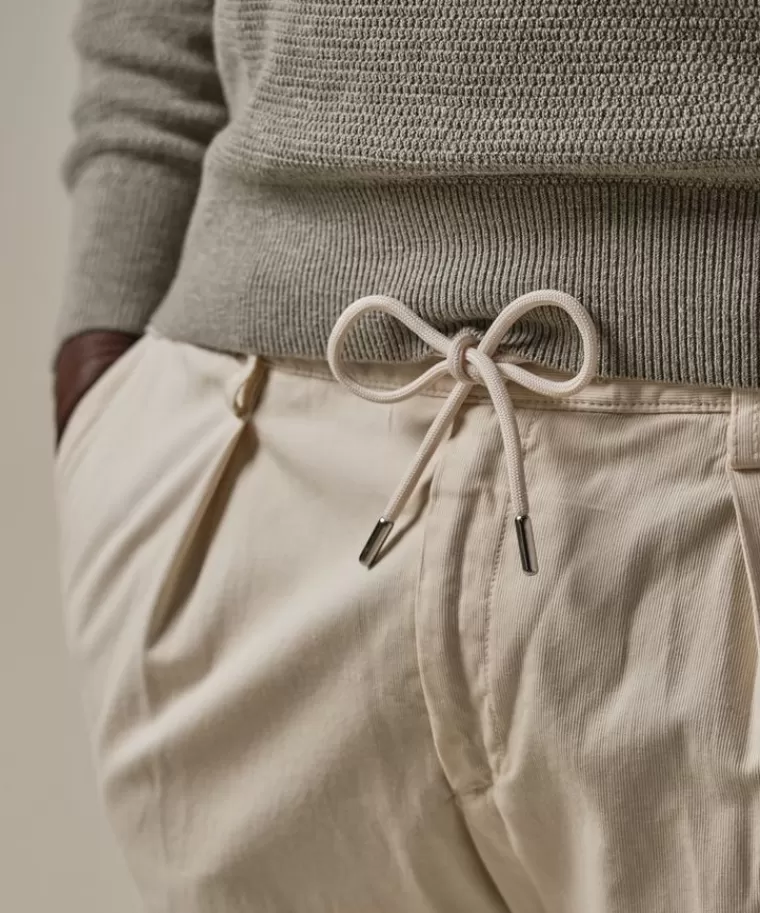 Saldi esclusivi Profuomo: Pantaloni slim in tessuto sportivo elasticizzato color crema - Vestibilità moderna e confortevole