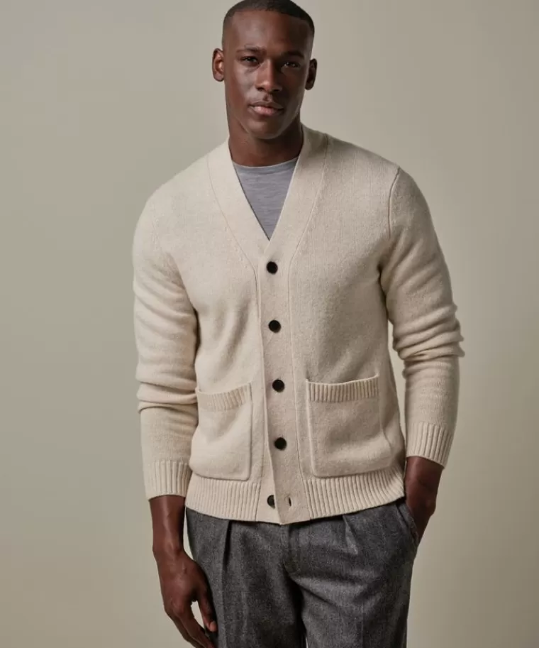PROFUOMO Gilet Oversize in Maglione Spesso - Tessuto Avvolgente Color Crema Neutro con Finiture Sfilacciate, Capo Unisex per Autunno/Inverno