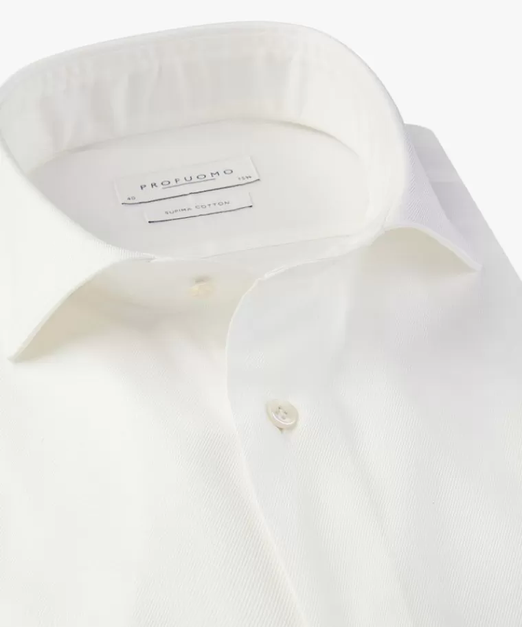 ProFuomo Camicia Elegante da Matrimonio in Supima Cotone - Bianco Rotto - Acquisto Online