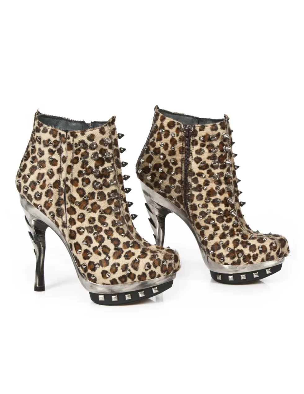 Stivaletti con Plateau in Pelle New Rock - Tacchi Alti Iconici Stile Underground Modello Punk M-Punk068-C3