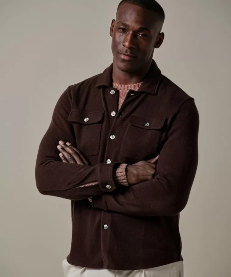 Maglione oversize lavorato a maglia in lana marrone scuro - Collezione Roest by Profuomo